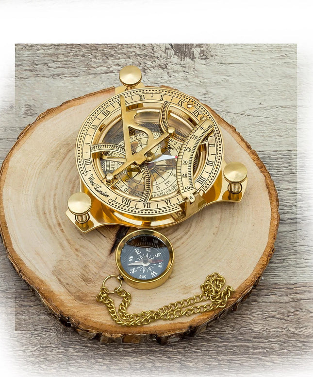 Vintage-Inspired Brass Sundial Compass