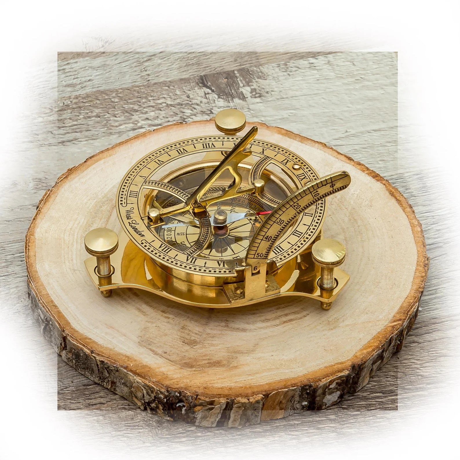Vintage-Inspired Brass Sundial Compass