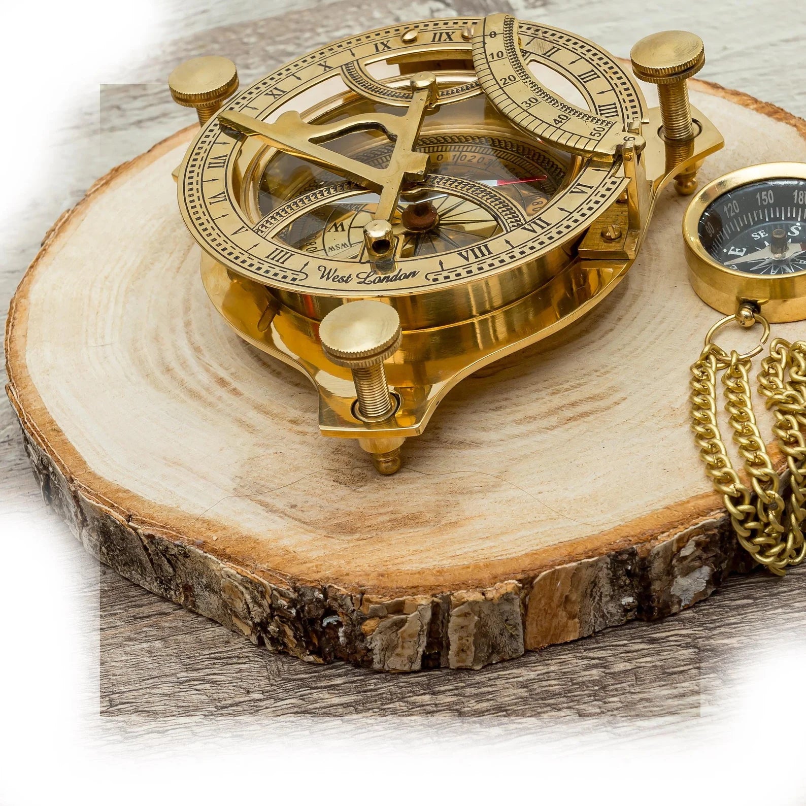 Vintage-Inspired Brass Sundial Compass