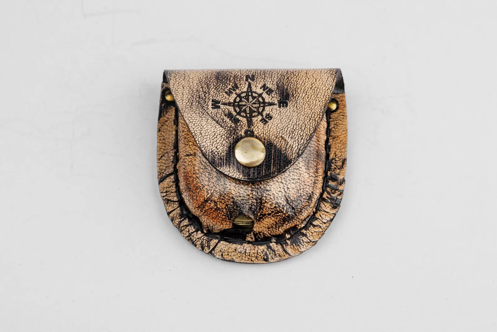 Brass Sundial Compass with Leather Cover