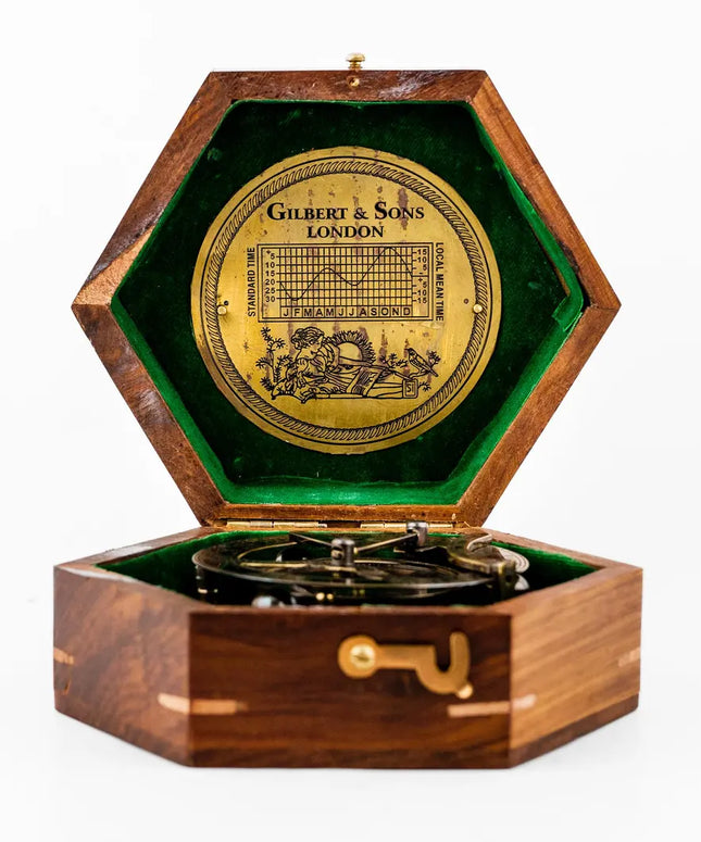 Brass Gilbert Compass in Wood Box – 3