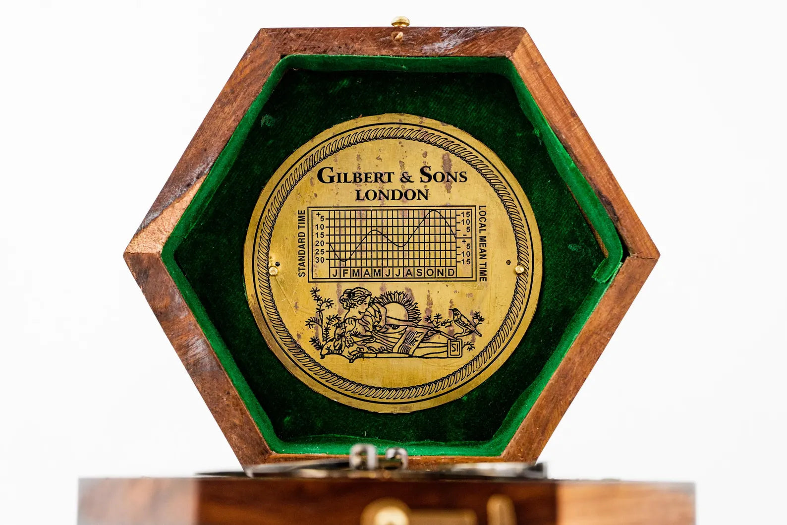 Brass Gilbert Compass in Wood Box – 3