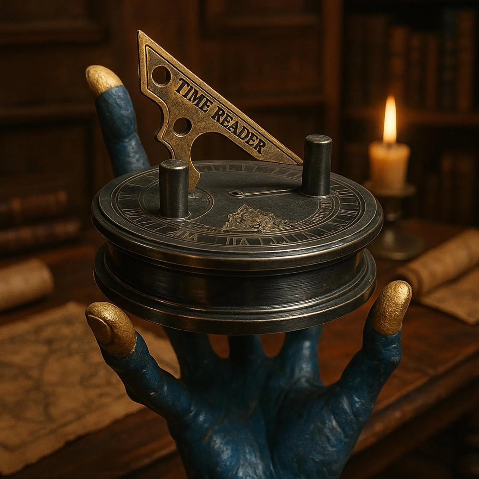 Time Reader Engraved 1862 Brass Sundial Compass