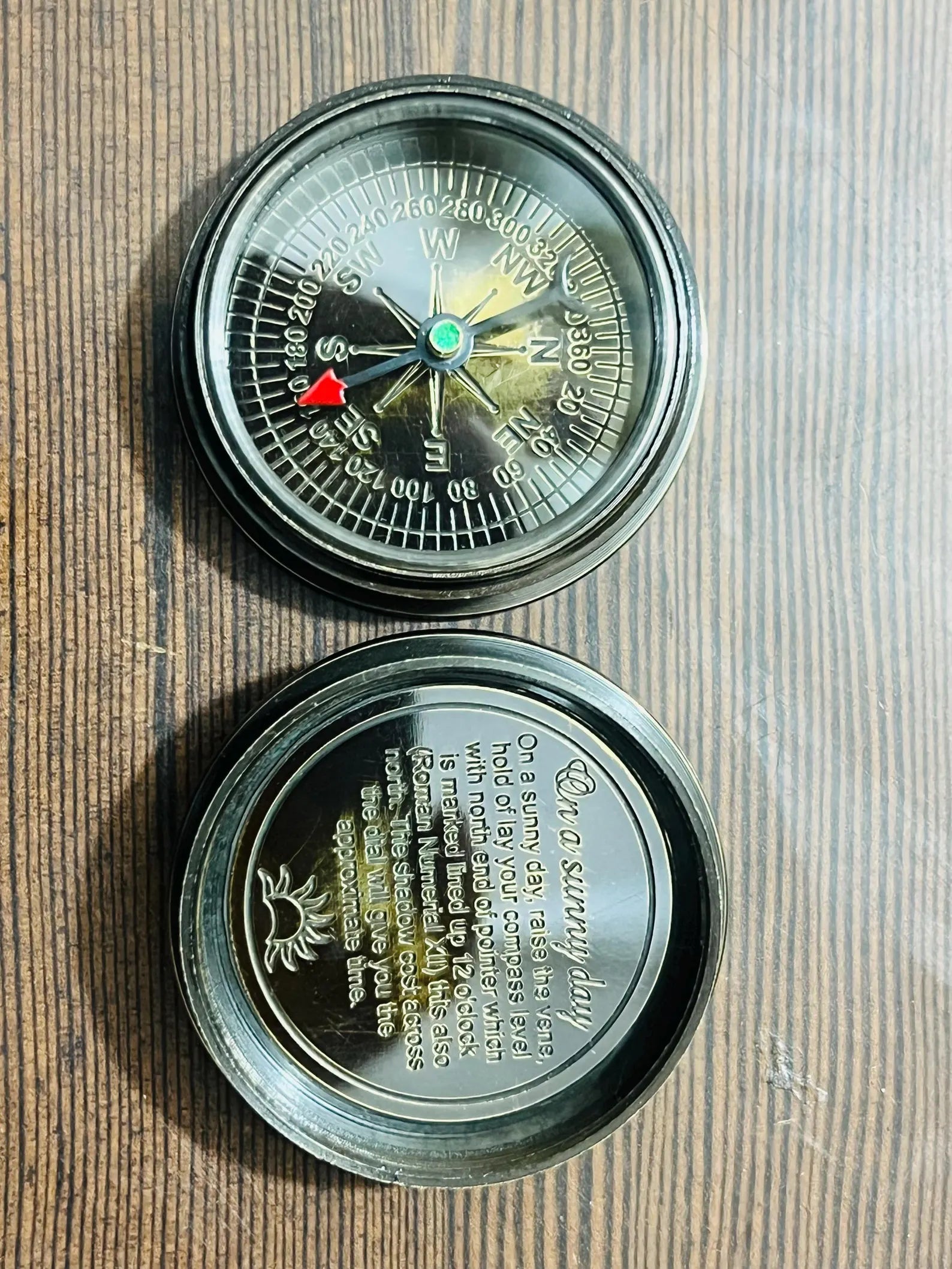 Time Reader Engraved 1862 Brass Sundial Compass