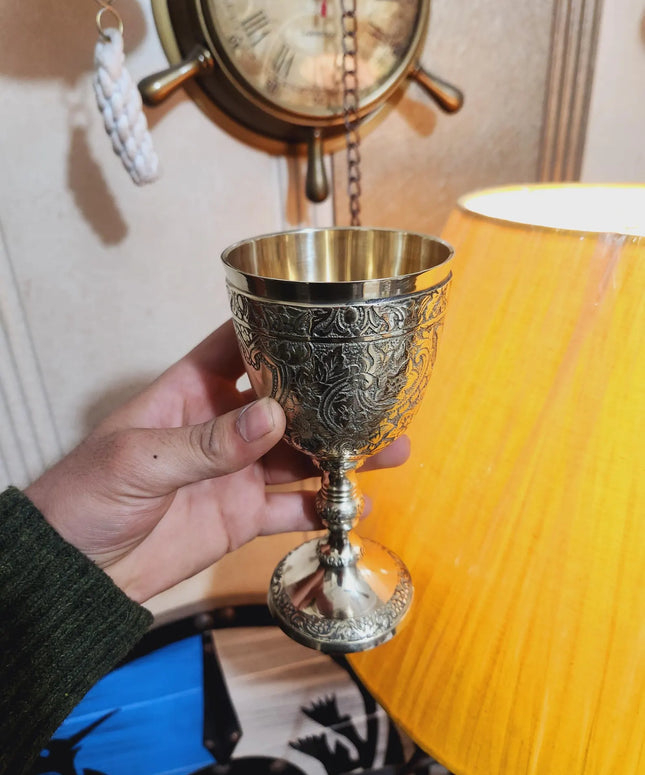 Handmade Solid Brass Chalice Goblet Communion Cup